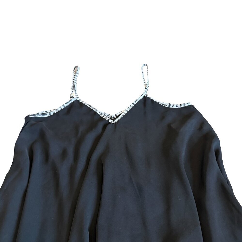 Jessica Simpson Black White Flowy Dress Spaghetti Strap Abstract Midi Size Small - Picture 2 of 10